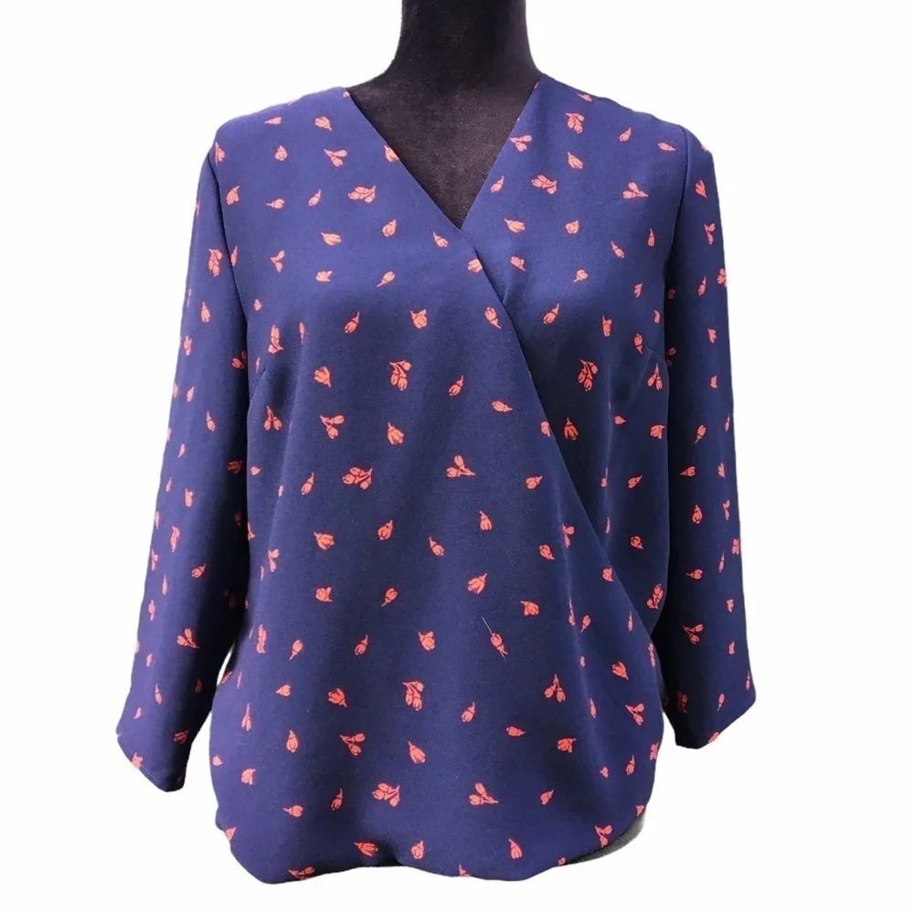 Draper James Purple Hampton Wrap 3/4 Sleeve Top 8